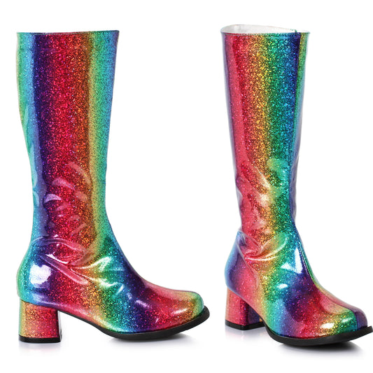 175-SUMMER 1031 Shoes 1.75" Heel Childrens Rainbow Gogo Boot. KNEE HIGH