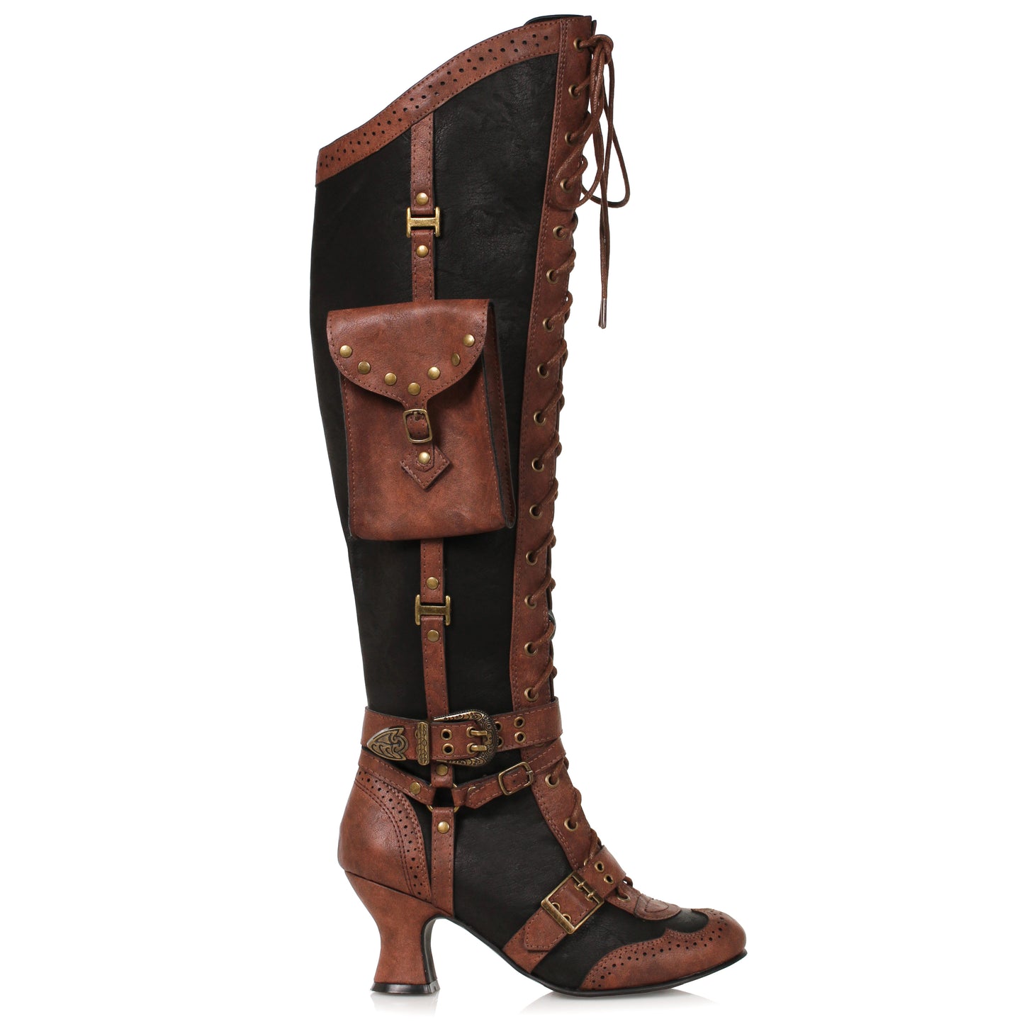 254-INGRID Ellie Shoes 2.5" Heel Steampunk Boot 2 INCH HEEL KNEE HIGH