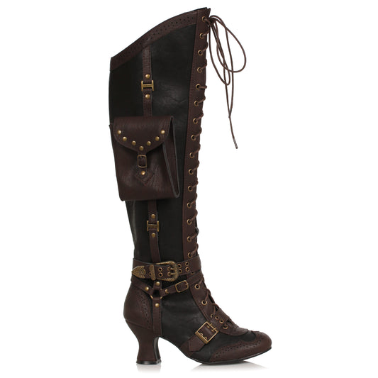 254-INGRID Ellie Shoes 2.5" Heel Steampunk Boot 2 INCH HEEL KNEE HIGH
