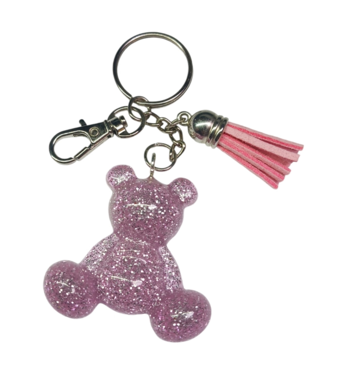 Pink Silver Glitter Resin Bear