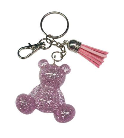 Pink Silver Glitter Resin Bear