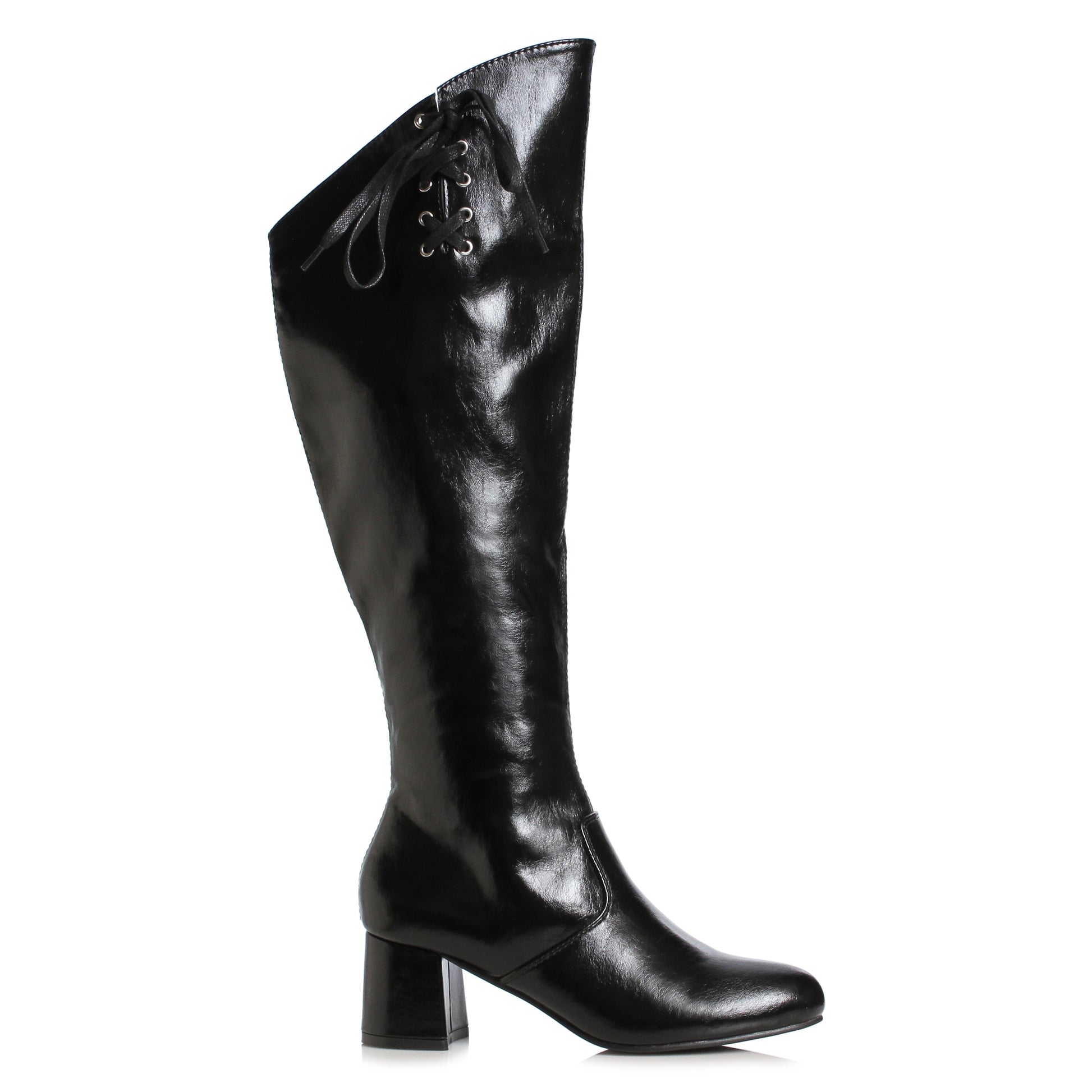 300-TRIXIE Ellie Shoes 3" Heel Knee High Boot with Side Zipper & Lace Up Detail 3 INCH HEEL KNEE HIGH