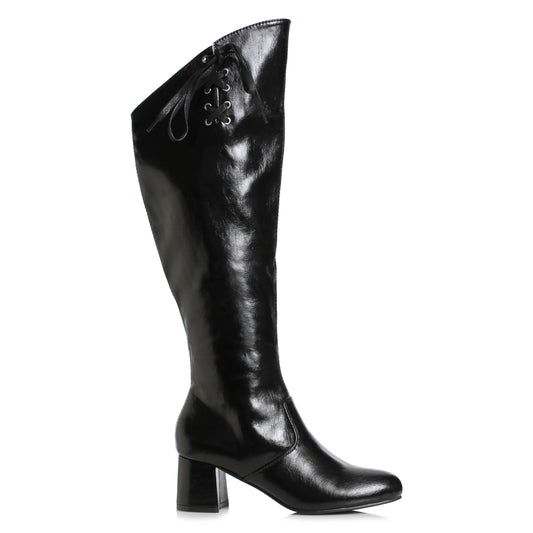 300-TRIXIE Ellie Shoes 3" Heel Knee High Boot with Side Zipper & Lace Up Detail 3 INCH HEEL KNEE HIGH