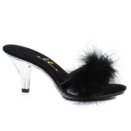 305-SASHA Ellie Shoes 3"  Heel Maribou Slipper. EXTENDED S 3 INCH HEEL