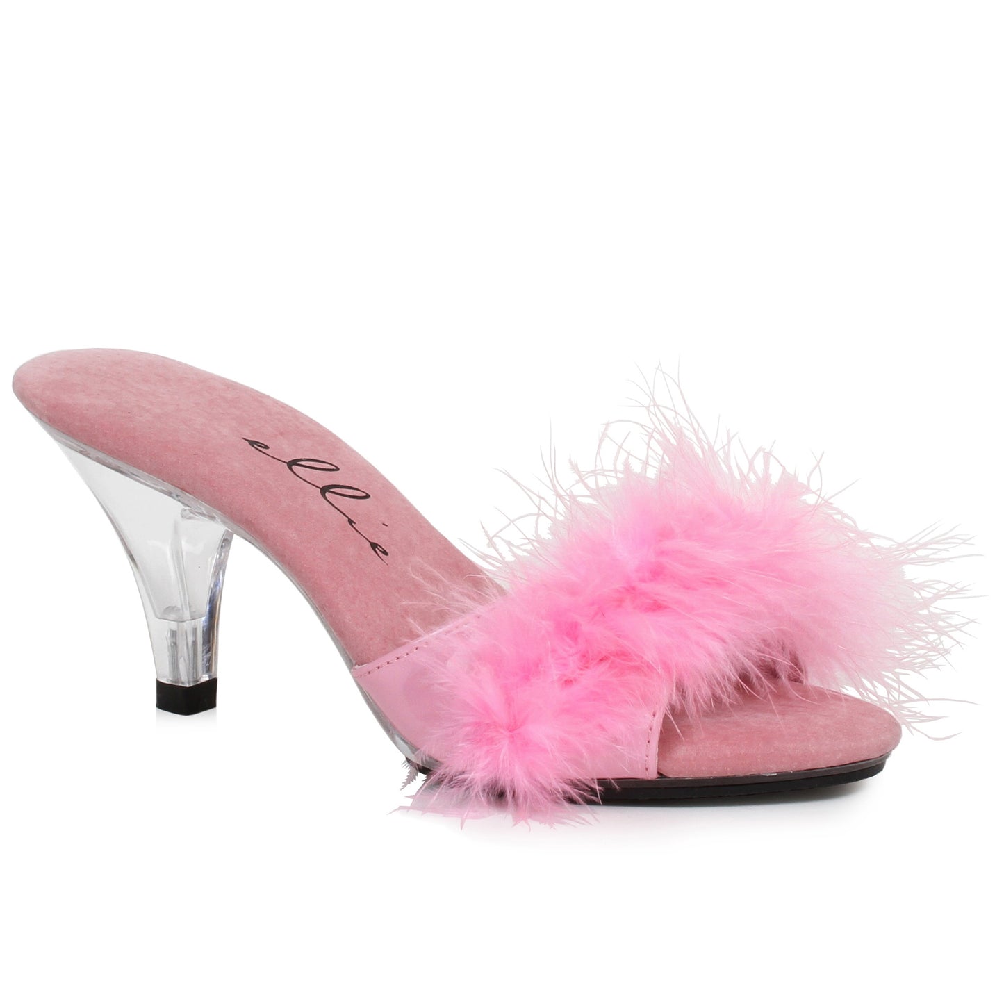 305-SASHA Ellie Shoes 3"  Heel Maribou Slipper. EXTENDED S 3 INCH HEEL