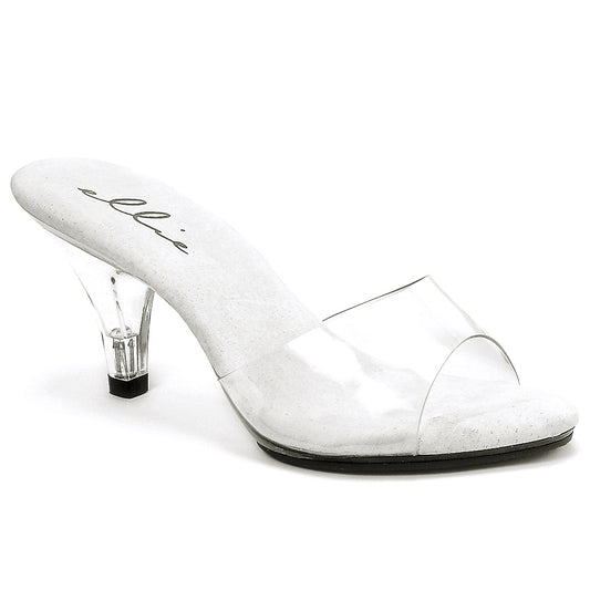 305-VANITY Ellie Shoes 3" Heel Clear Mule. COMPETITIO EXTENDED S 3 INCH HEEL