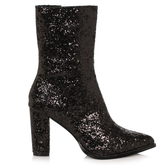 325-FRESCA Ellie Shoes 3" Womens Glitter Gogo Calf Boot ANKLE BOOT 3 INCH HEEL