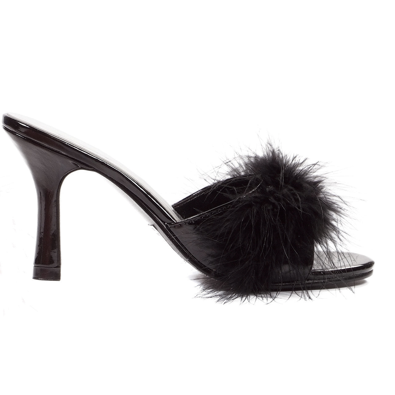 361-SASHA Ellie Shoes 3.5" Heel Maribou Slippers. EXTENDED S 3 INCH HEEL