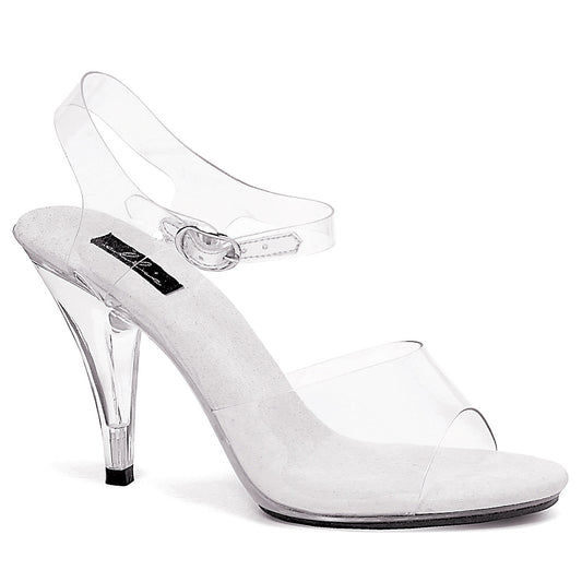 405-BROOK Ellie Shoes 4" Heel Clear Sandal. COMPETITIO EXTENDED S 4 INCH HEEL