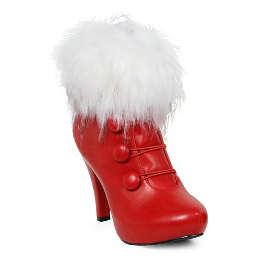 414-CLAUS Ellie Shoes 4" Womens Bootie with Faux Fur ANKLE BOOT 4 INCH HEEL