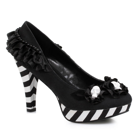 414-DIA Ellie Shoes 4" Heel Flower W/ Skull Pump. EXTENDED S 4 INCH HEEL PUMPS