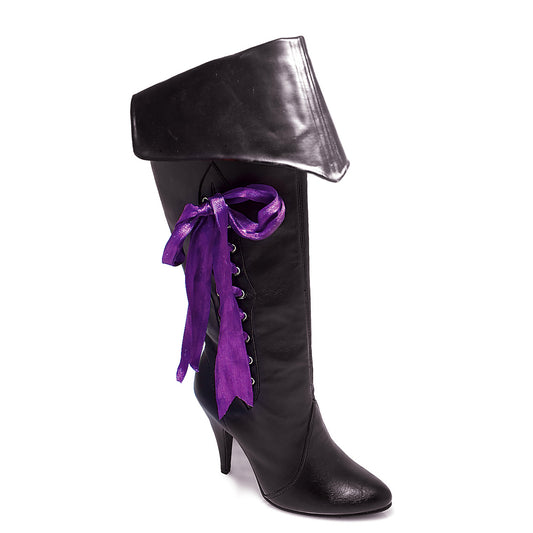 418-PIRATE Ellie Shoes 4" Heel Pirate Boot W/3 Ribbons 4 INCH HEEL KNEE HIGH