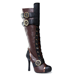 420-QUINLEY 4" Knee High Steampunk Boot With Laces. Women