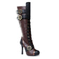 420-QUINLEY Ellie Shoes 4" Knee High Steampunk Boot With Laces. Women EXTENDED S 4 INCH HEEL KNEE HIGH
