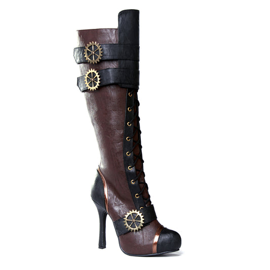 420-QUINLEY Ellie Shoes 4" Knee High Steampunk Boot With Laces. Women EXTENDED S 4 INCH HEEL KNEE HIGH
