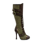 420-QUINLEY Ellie Shoes 4" Knee High Steampunk Boot With Laces. Women EXTENDED S 4 INCH HEEL KNEE HIGH
