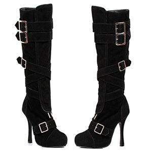 420-VIXEN 4" Microfiber Knee High Boot With Buckles.