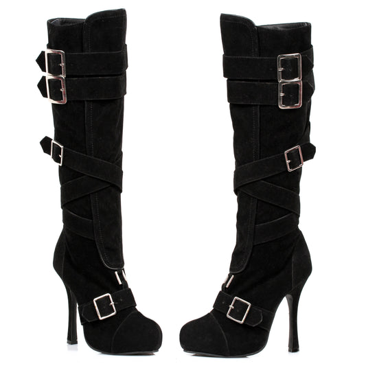 420-VIXEN Ellie Shoes 4" Microfiber Knee High Boot With Buckles. 4 INCH HEEL KNEE HIGH