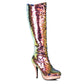 421-GILLIAN Ellie Shoes 4" MERMAID FLIP SEQUINS BOOT 4 INCH HEEL KNEE HIGH