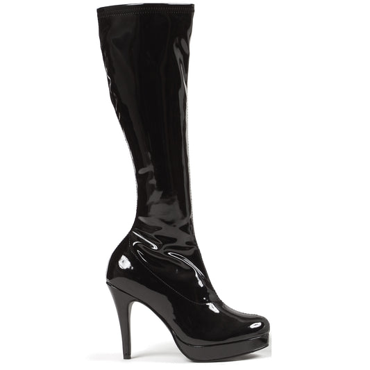 421-GROOVE Ellie Shoes 4" Heel Knee High Gogo Boot with Zipper EXTENDED S 4 INCH HEEL KNEE HIGH