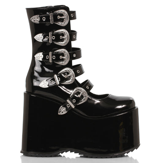 500-ASH Ellie Shoes 5" Chunky Platform Boot w/Buckles ANKLE BOOT 5 INCH HEEL