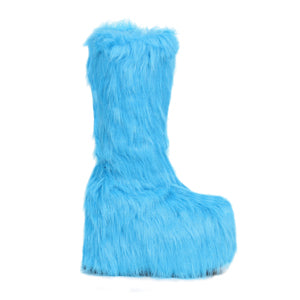 500-FUZZ 5" Chunky Heel Platform Boot with faux fur.