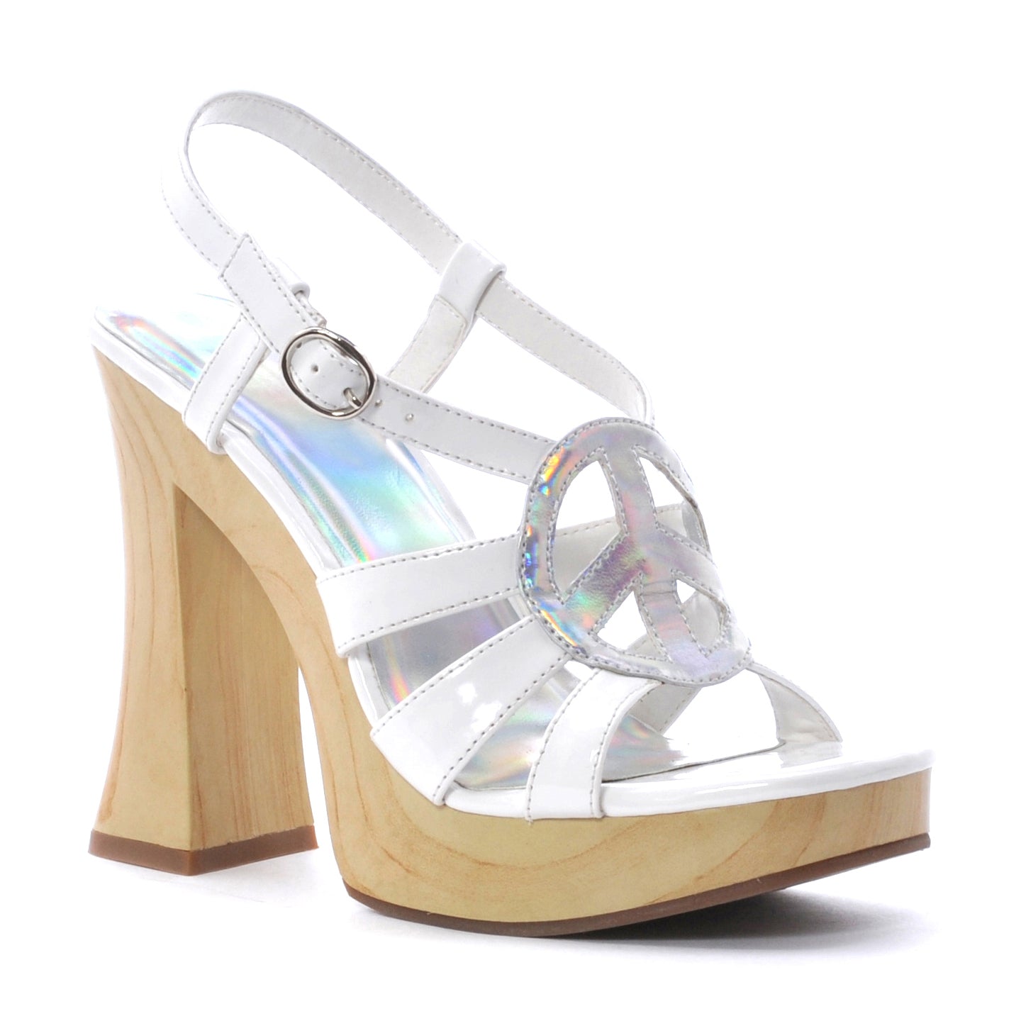 500-FUNK Ellie Shoes 5" Chunky Peace Sign Sandal 5 INCH HEEL SALES 5 IN