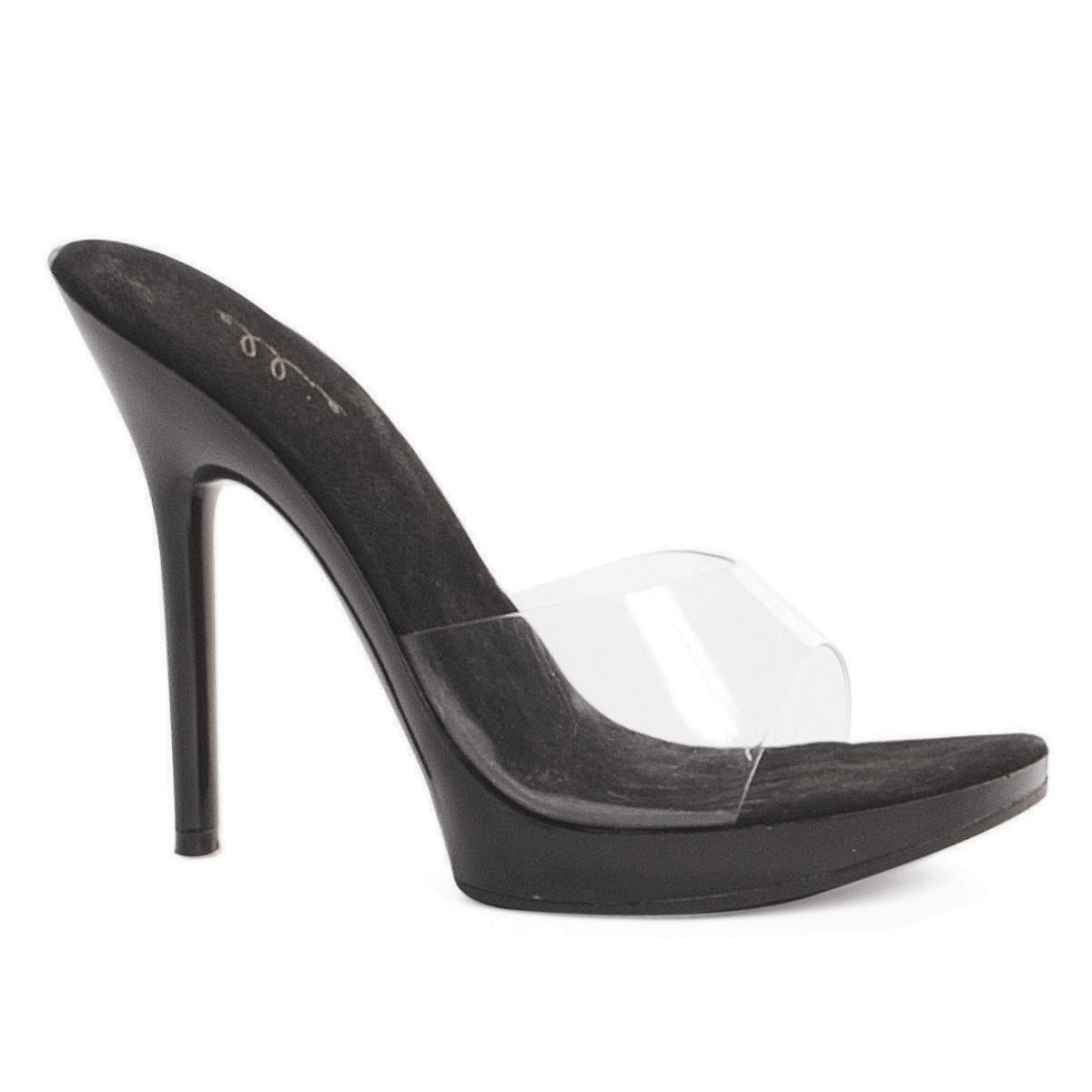 502-VANITY Ellie Shoes 5" Heel Clear Mule. COMPETITIO EXTENDED S 5 INCH HEEL