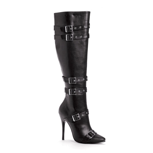 516-LEXI Ellie Shoes 5" Heel Knee High Boots W/Buckles & Inner Zipper. 5 INCH HEEL KNEE HIGH SALES 5 IN