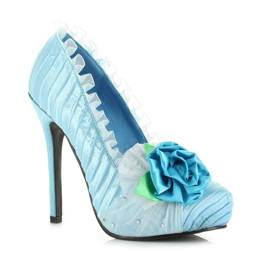 517-PENELOPE Ellie Shoes 5" Satin Pump With Flower And Rhinestone Decor. Women 5 INCH HEEL PUMPS SALES 5 IN