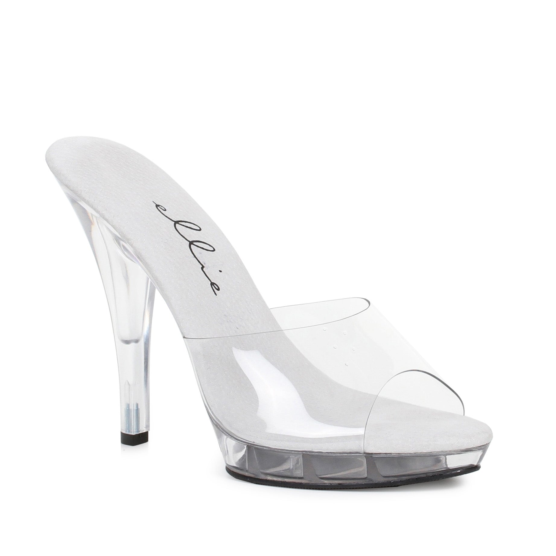 521-VANITY-W Ellie Shoes 5"  Heel Clear Wide Width Sandal. COMPETITIO EXTENDED S 5 INCH HEEL