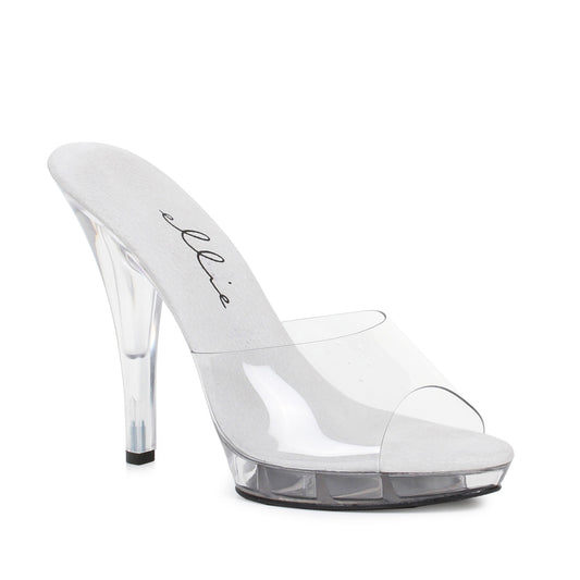 521-VANITY-W Ellie Shoes 5"  Heel Clear Wide Width Sandal. COMPETITIO EXTENDED S 5 INCH HEEL