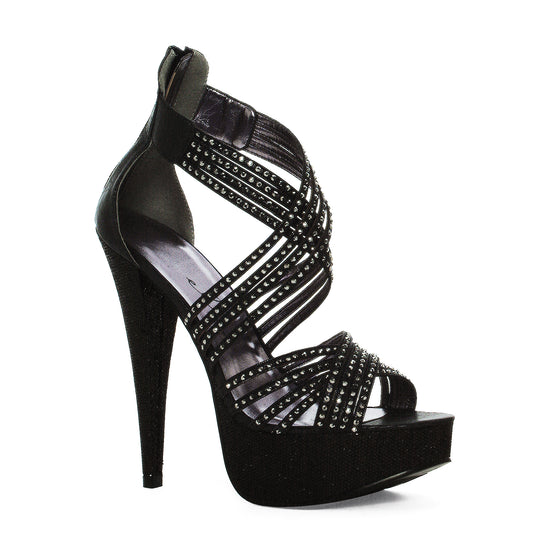 532-MIA Ellie Shoes 5" Metallic Heel with tripple straps 5 INCH HEEL SALES 5 IN