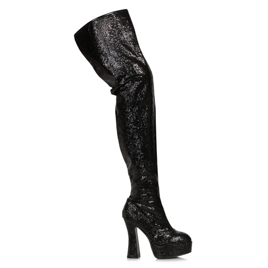 557-BRIGHT Ellie Shoes 5.5" Chunky Heel Women's Glitter Thigh High Boot 5 INCH HEEL THIGH HIGH