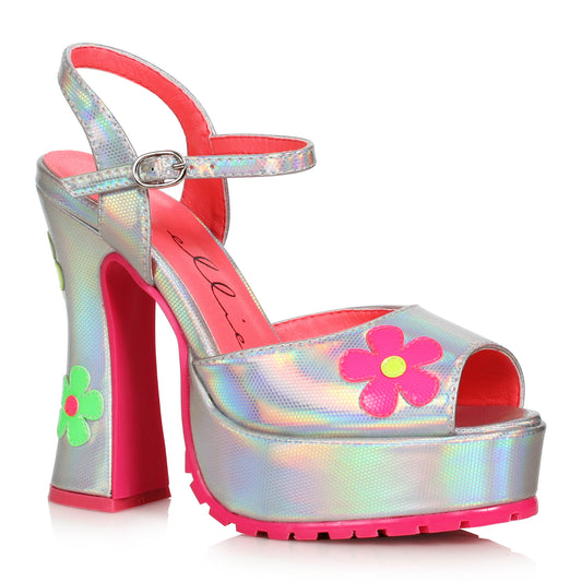 557-DAISY Ellie Shoes 5.5"Heel Open Toe Shoe with Flower FESTIVAL 5 INCH HEEL