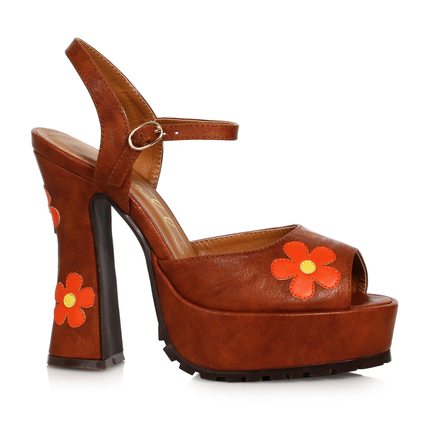 557-DAISY Ellie Shoes 5.5"Heel Open Toe Shoe with Flower FESTIVAL 5 INCH HEEL