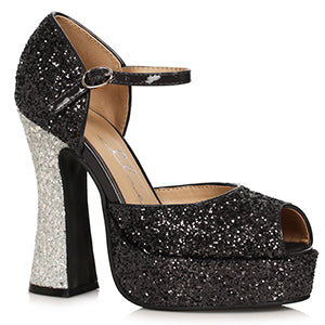 557-SPARKLE 5.5"Heel Open Toe Shoe With Ankle Strap