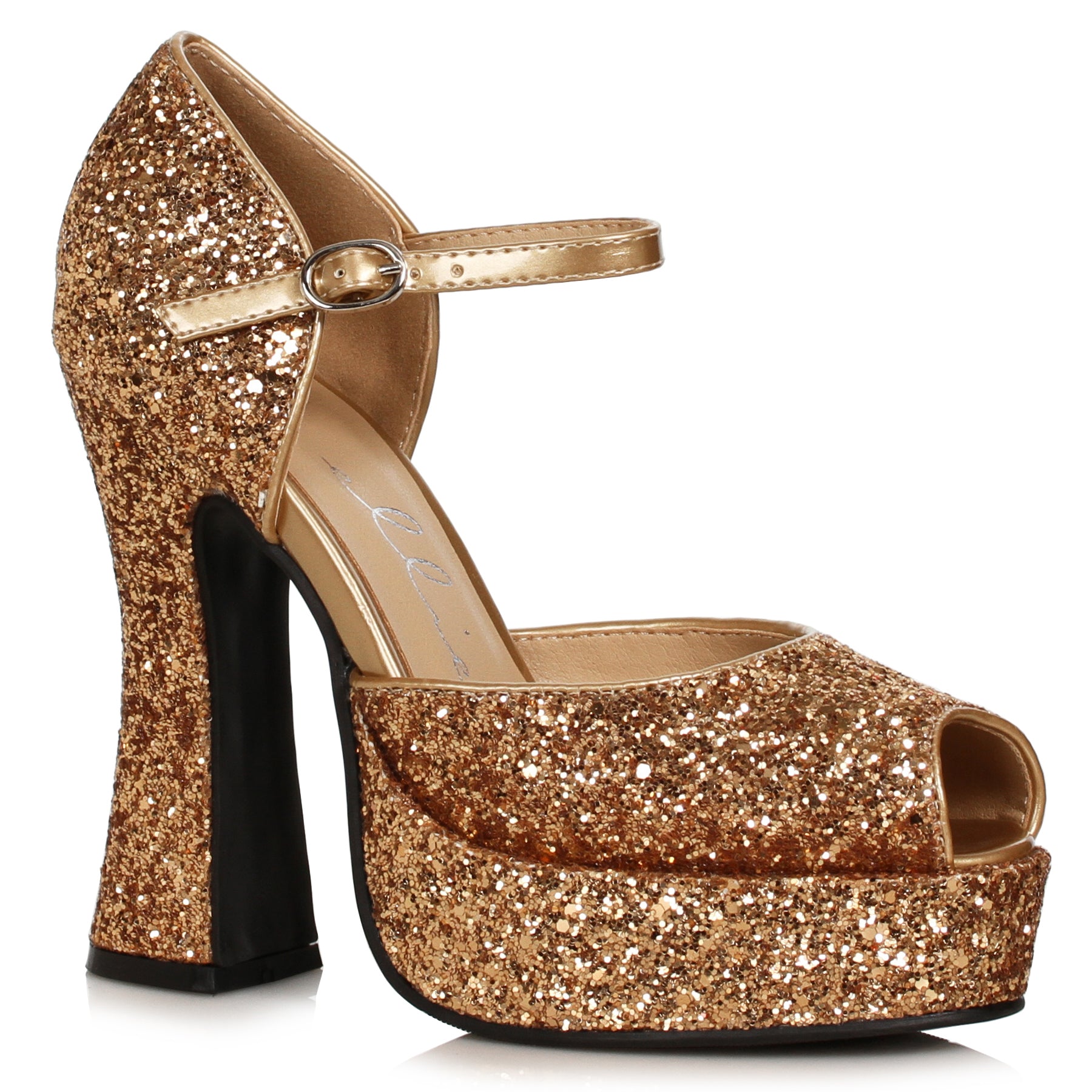 557-SPARKLE Ellie Shoes 5.5"Heel Open Toe Shoe With Ankle Strap FESTIVAL 5 INCH HEEL