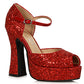 557-SPARKLE 5.5"Heel Open Toe Shoe With Ankle Strap