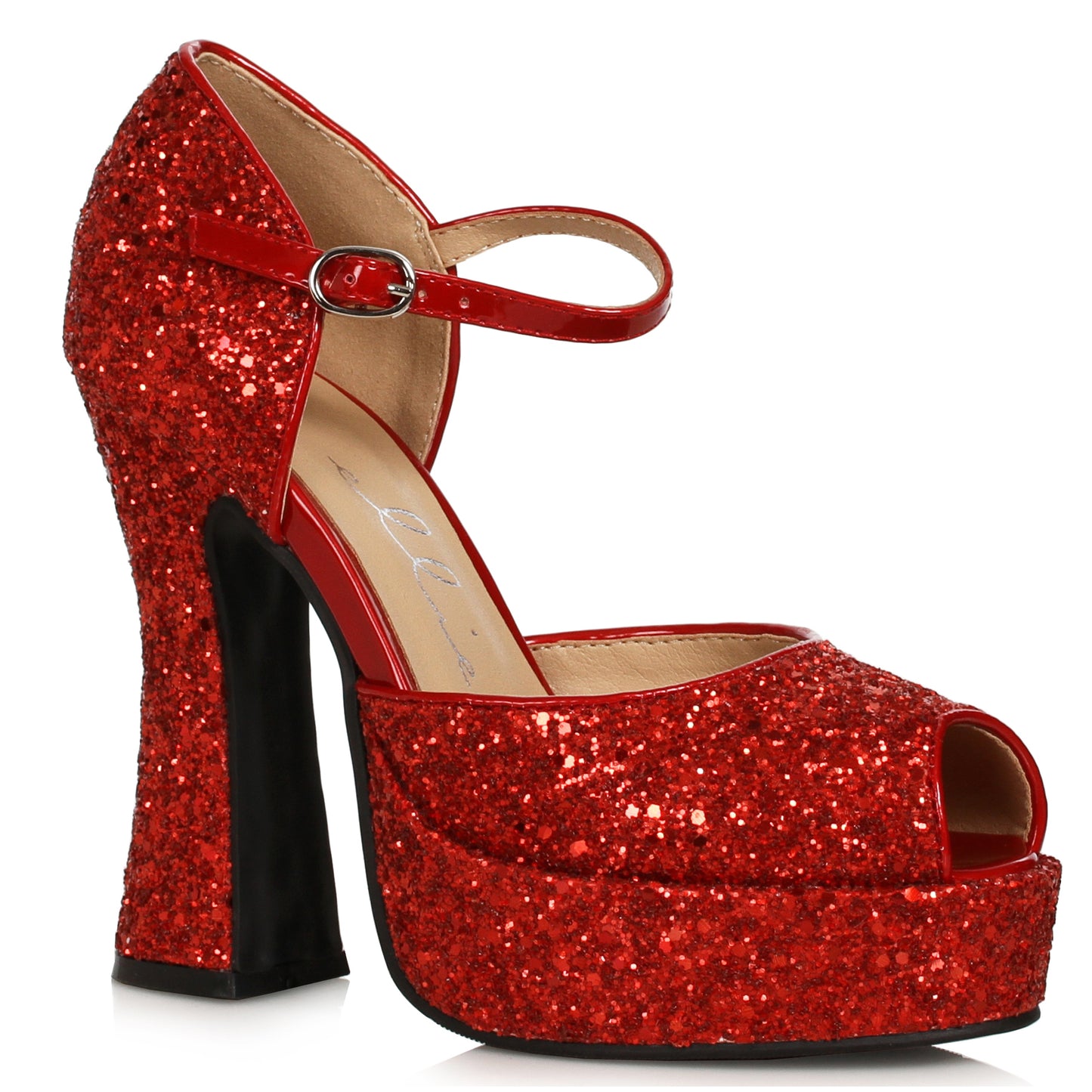 557-SPARKLE Ellie Shoes 5.5"Heel Open Toe Shoe With Ankle Strap FESTIVAL 5 INCH HEEL