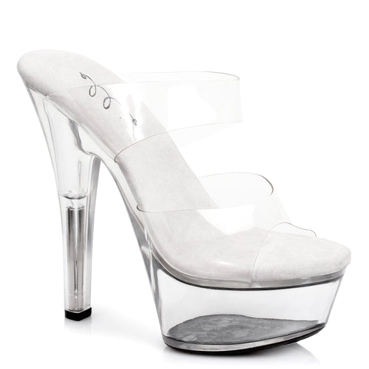 601-COCO Ellie Shoes 6" Heel Clear Sandal. COMPETITIO EXTENDED S 6 INCH HEEL