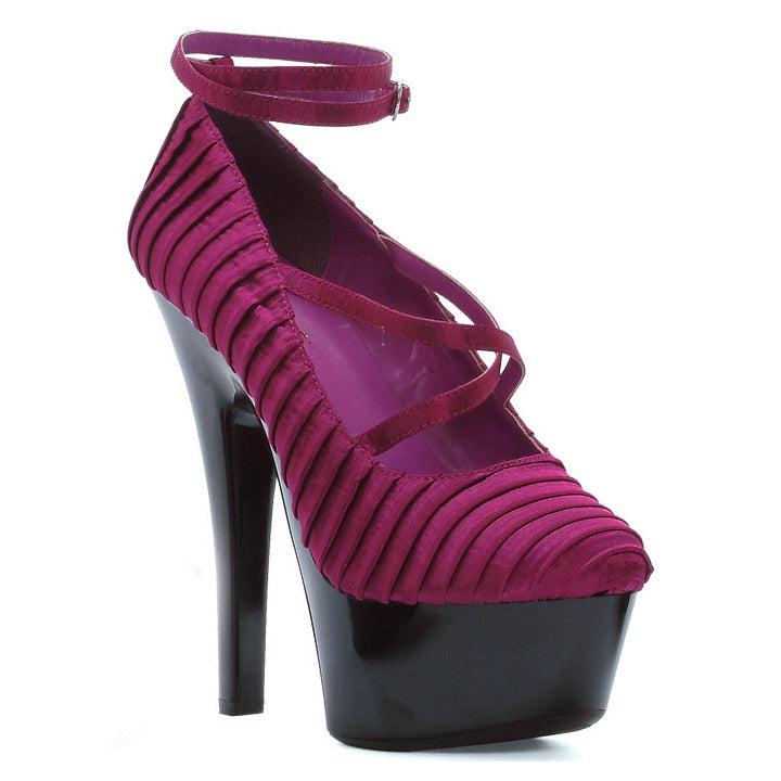 601-JUDITH Ellie Shoes 6" Heel  With Pleated Satin And Ankle Strap 6 INCH HEEL SALES 6 IN
