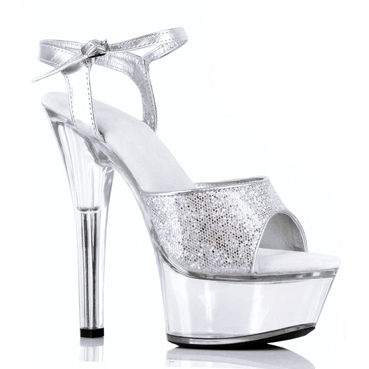 601-JULIET-G Ellie Shoes 6" Heel Glitter Sandal. 6 INCH HEEL