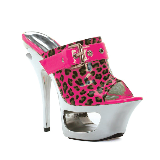 604-CIDNEY Ellie Shoes 6" cut out platform neon mule with side buckle décor 6 INCH HEEL SALES 6 IN