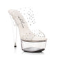 609-MISTY Ellie Shoes 6" Heel Clear Sandal With Rhinestone Upper 6 INCH HEEL