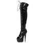 609-ZOELLE Ellie Shoes 6" Peeptoe Thigh High Boot with Laces and Side Zipper 6 INCH HEEL THIGH HIGH