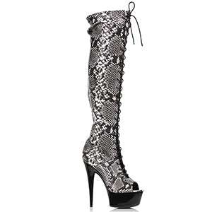 609-ZOELLE 6" Peeptoe Thigh High Boot with Laces and Side Zipper