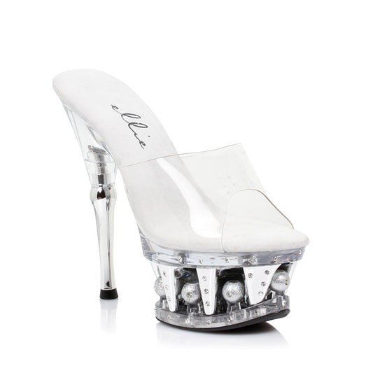 629-VANITY Ellie Shoes 6" Disco Ball Platform/ Clear Mule. 6 INCH HEEL SALES 6 IN