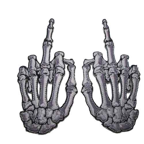 Skelli Hand Finger Bone Patch Pair White