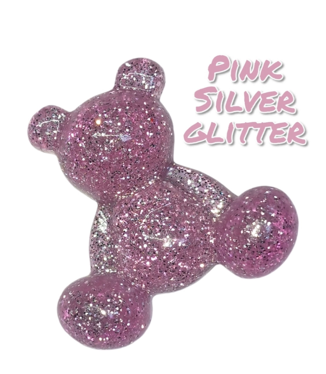 Pink Silver Glitter Resin Bear